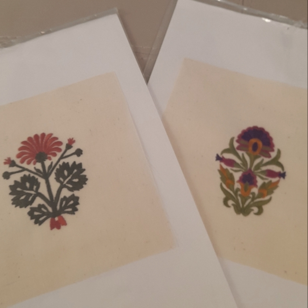 Set of 4 6.5" x 6.5" embroidered muslin squares for crafts, framing, quilts, etc